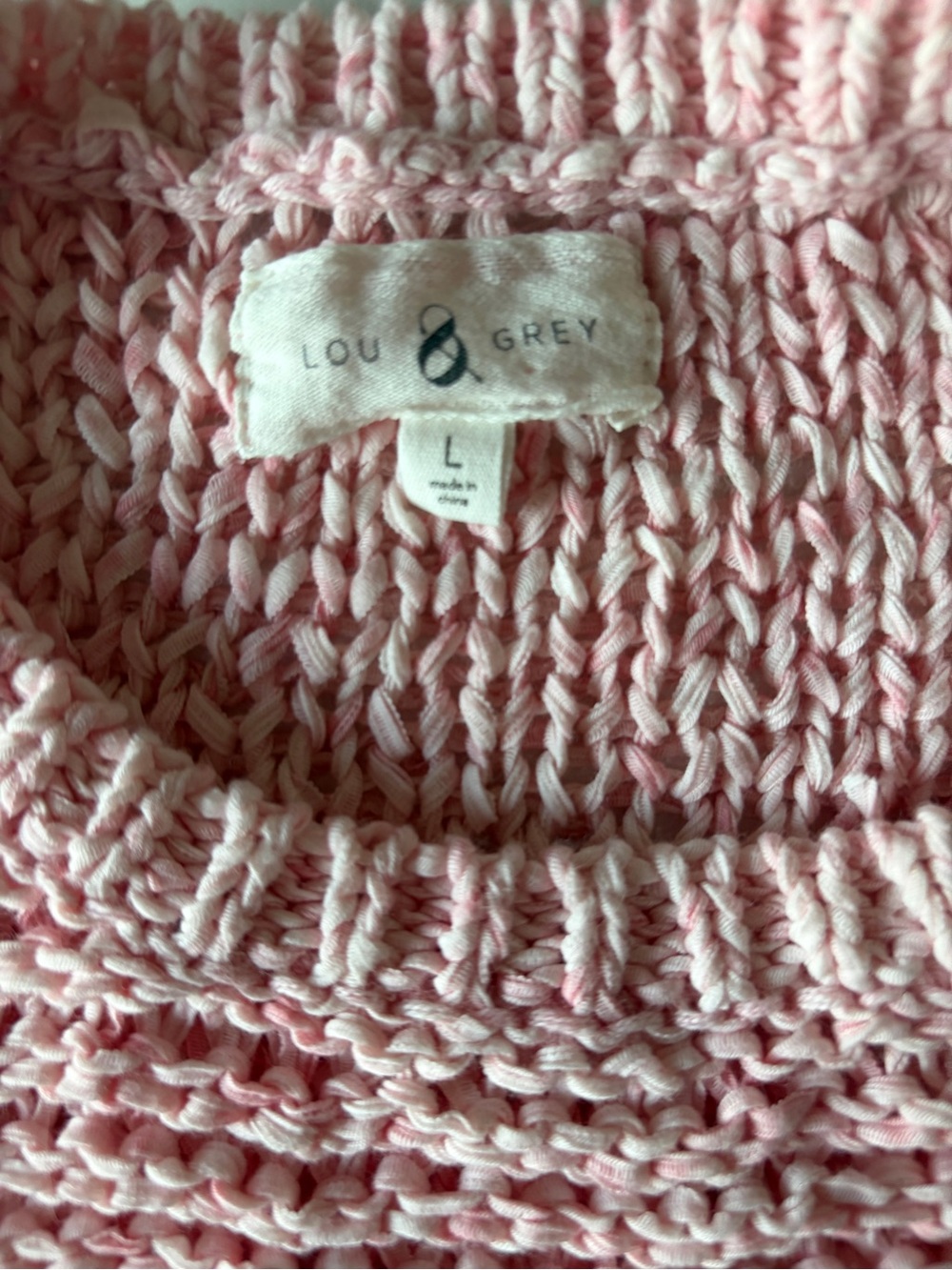 Lou & grey pink chunky knit tank top sleeveless crewneck shirt women’s large - Picture 2 of 6